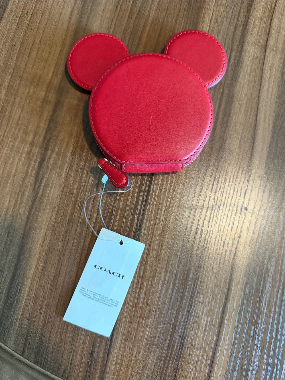 NWT Coach Disney Mickey Mouse Ear Coin Case Electric Red